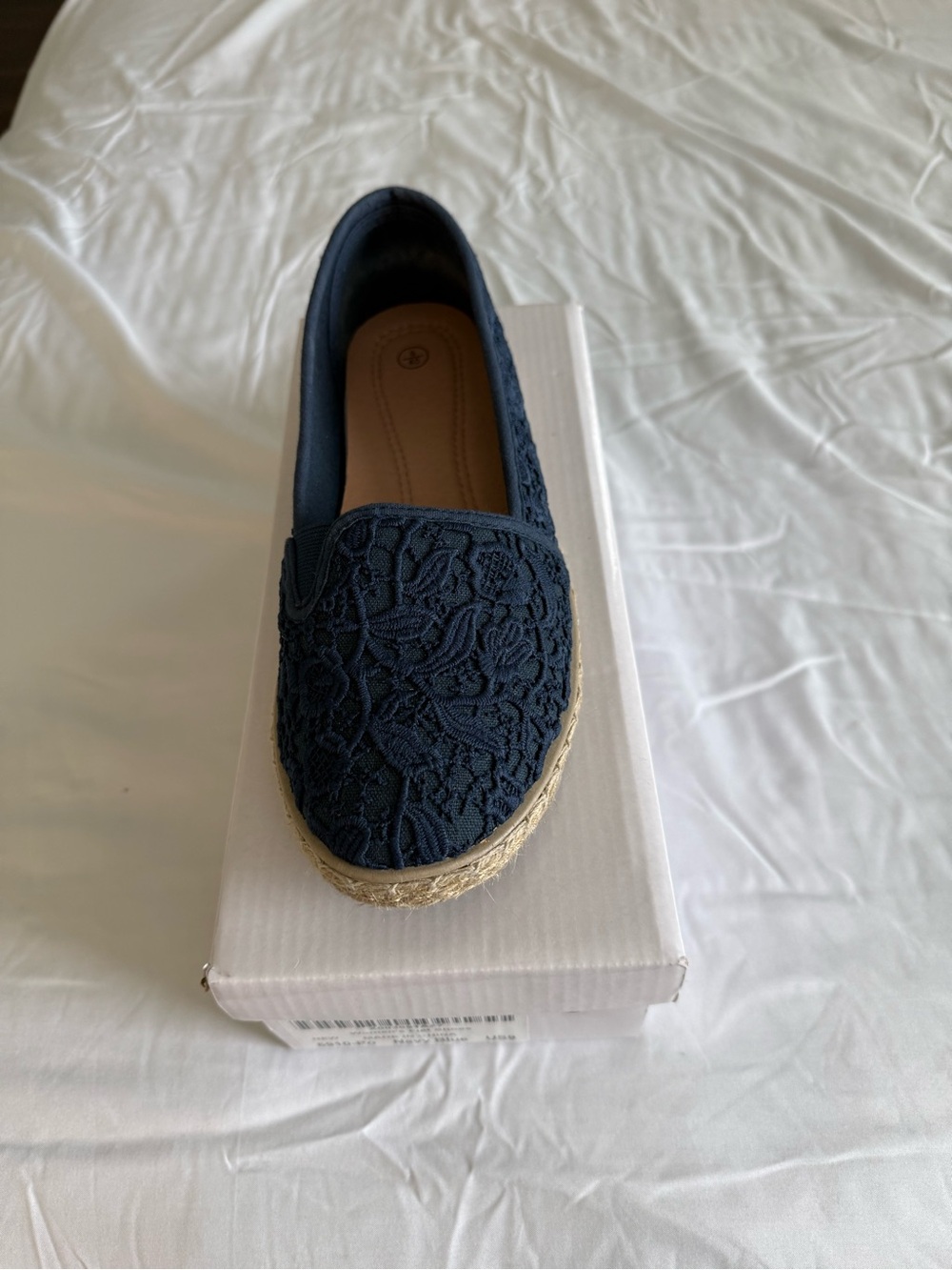 Women’s Navy Lace Espadrille Slip-On Shoe